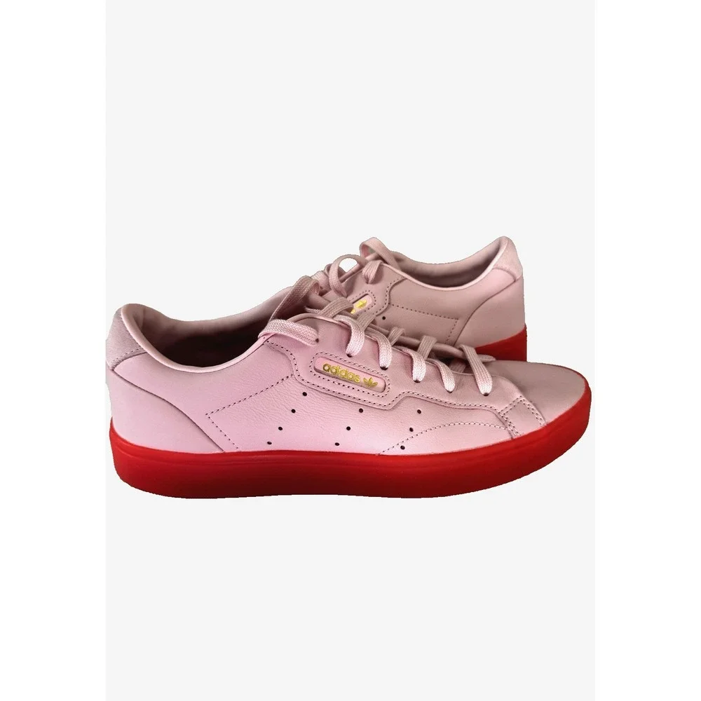 Adidas Originals Sleek Pink Neon Red Leather Sneakers 9.5 Statement Streetwear